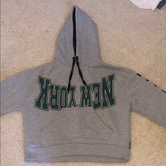 Topshop Tops - NY cropped hoodie